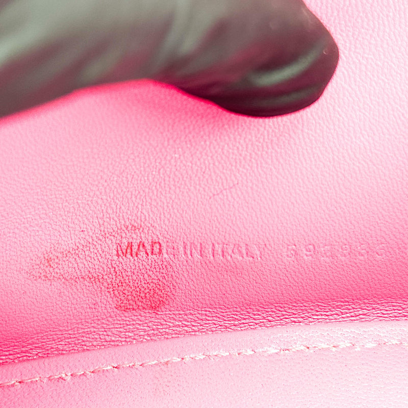 Balenciaga Hourglass Top Handle Crocodile Embossed Leather Pink Bag