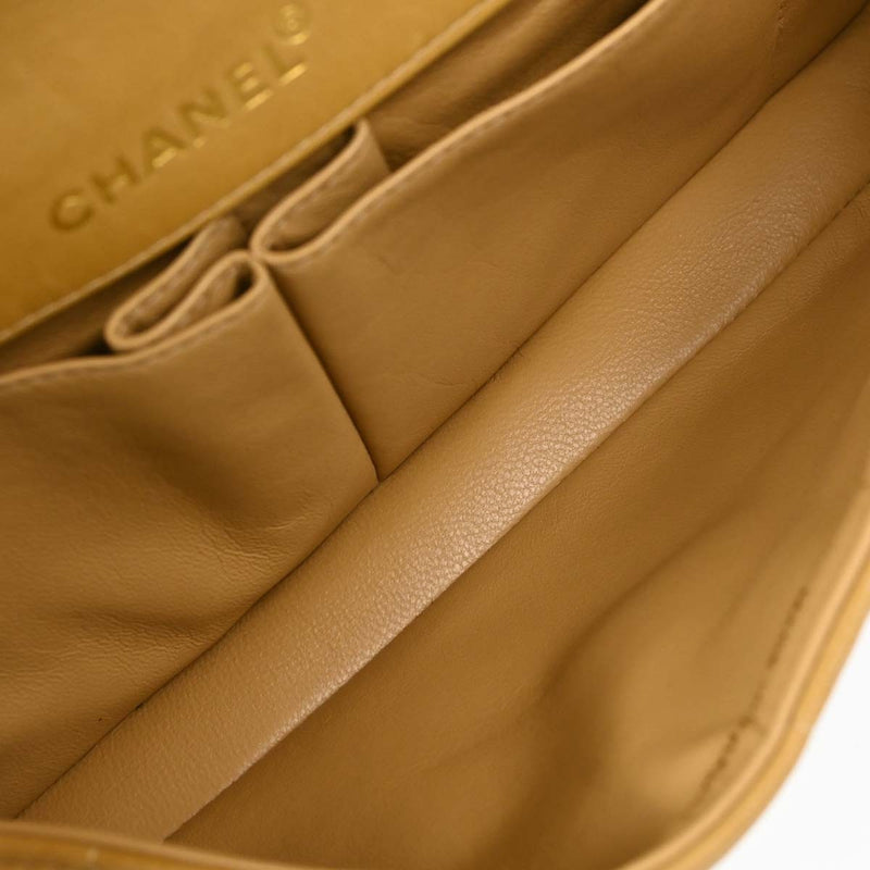 Chanel Chocolate Bar Flap Quilted Lambskin Beige Leather Bag
