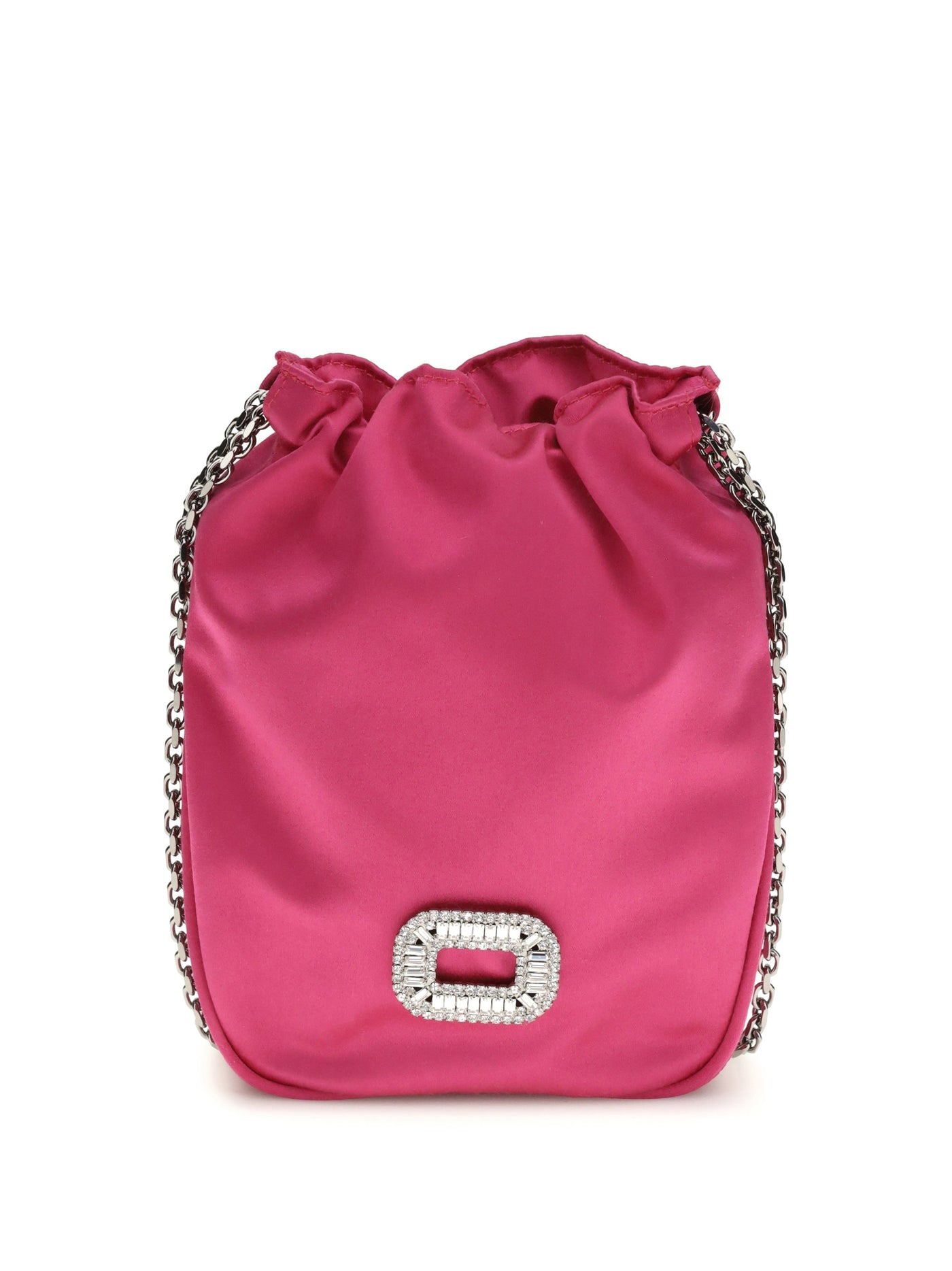 Roger Vivier Nano Pilgrim Bucket Bag — Pink Silk
