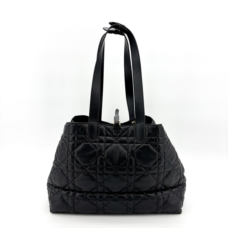 Christian Dior Toujours Macrocannage Quilt Calfskin Black Leather Bag