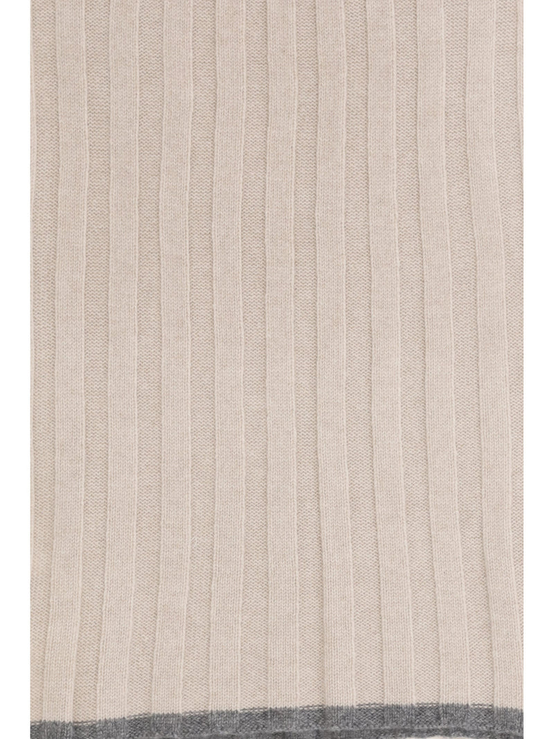 Brunello Cucinelli Ribbed Cashmere Scarf — Beige Kashmir/capra Hircus Scarfs