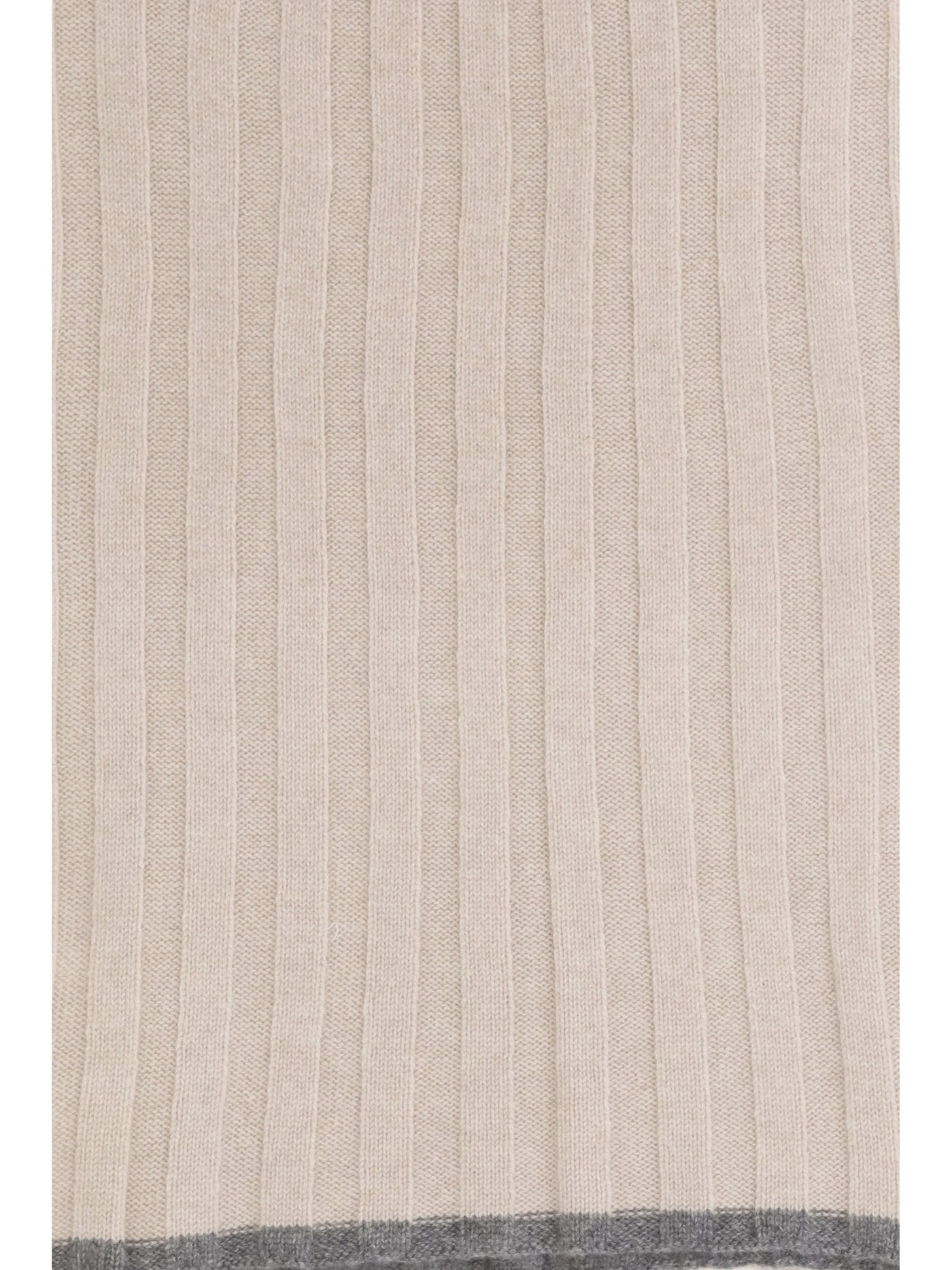 Brunello Cucinelli Ribbed Cashmere Scarf — Gray Scarfs