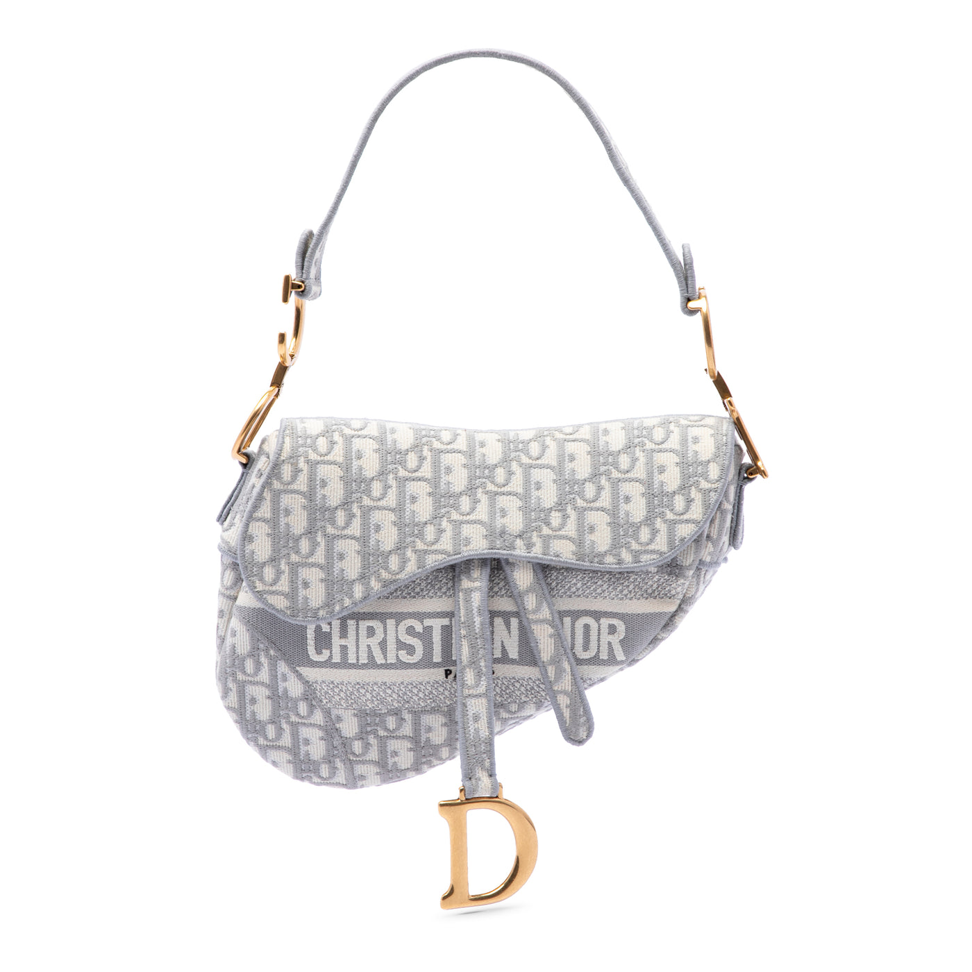 Oblique Embroidered Canvas Saddle Bag - Image 1