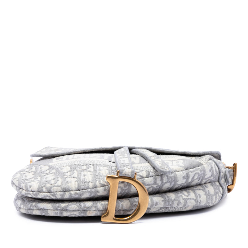 Oblique Embroidered Canvas Saddle Bag - Image 3