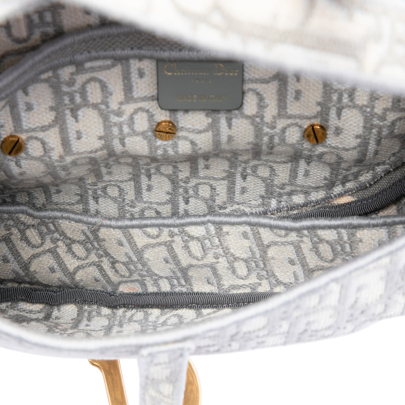 Oblique Embroidered Canvas Saddle Bag - Image 4
