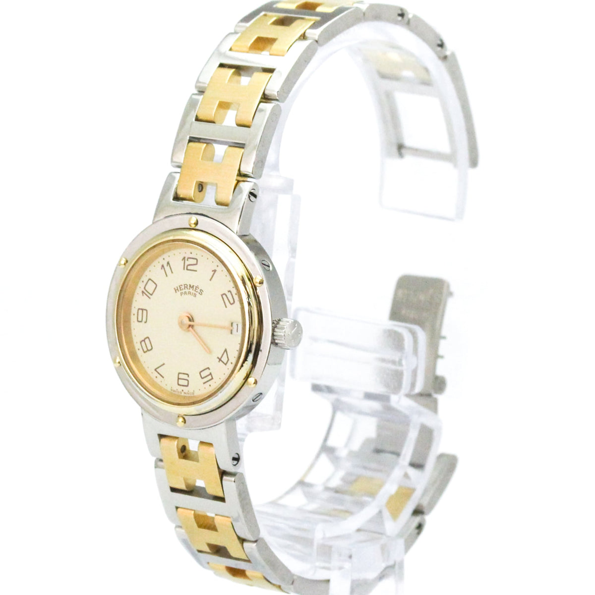 Hermes Clipper Quartz Stainless Steel And Plated Metal Watches