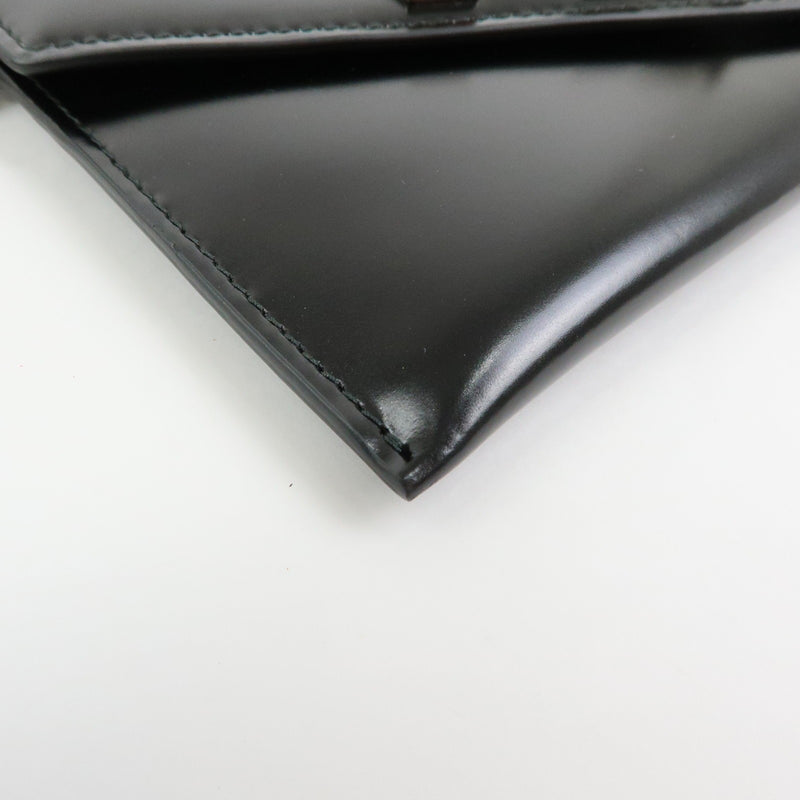 Prada Envelope Logo Clutch Spazzolato Leather Black