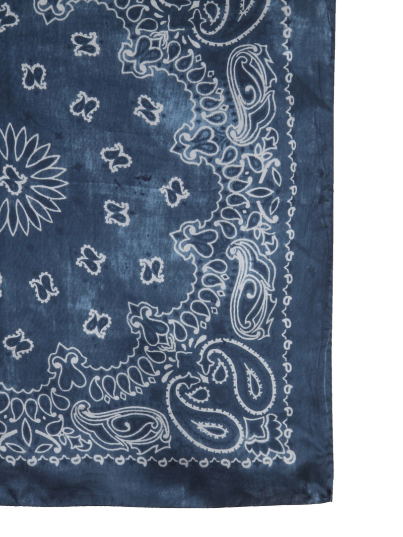 Golden Goose Paisley Print Silk Scarf — Blue Scarfs