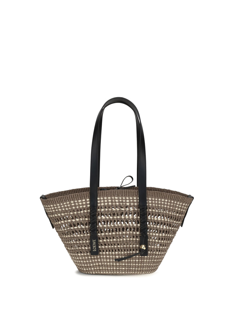 Loewe Braid Basket Shoulder Bag — Beige Straw; Other Materials
