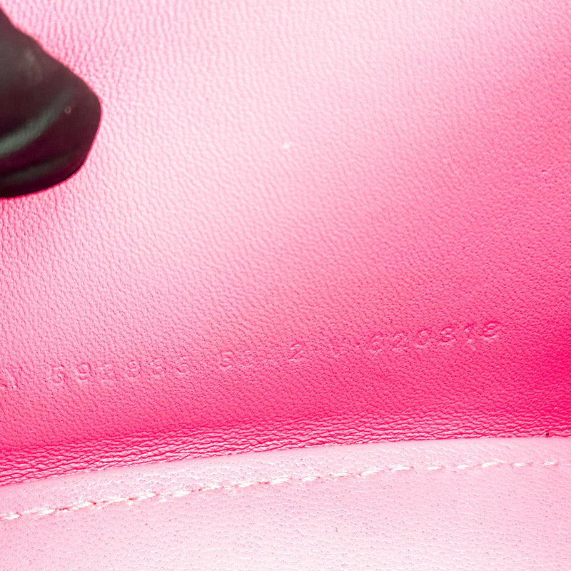 Balenciaga Hourglass Top Handle Crocodile Embossed Leather Pink Bag