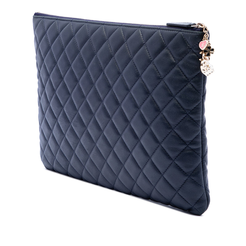 Large Quilted Lambskin Casino Charms O Case Clutch - Image 2
