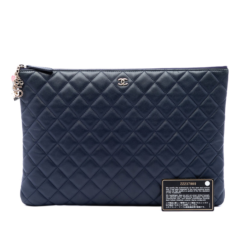 Large Quilted Lambskin Casino Charms O Case Clutch - Image 7