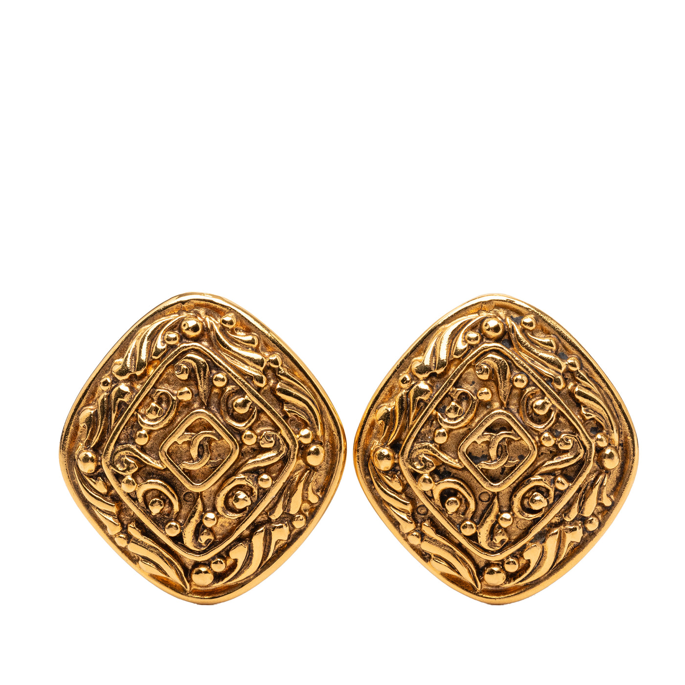 CC Gold Plated Diamond Clip On Earrings - Image 1