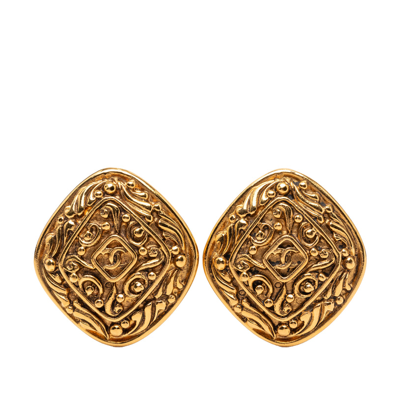CC Gold Plated Diamond Clip On Earrings