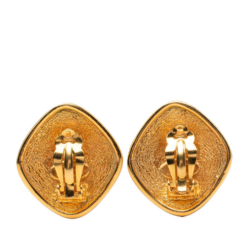 CC Gold Plated Diamond Clip On Earrings - Image 2
