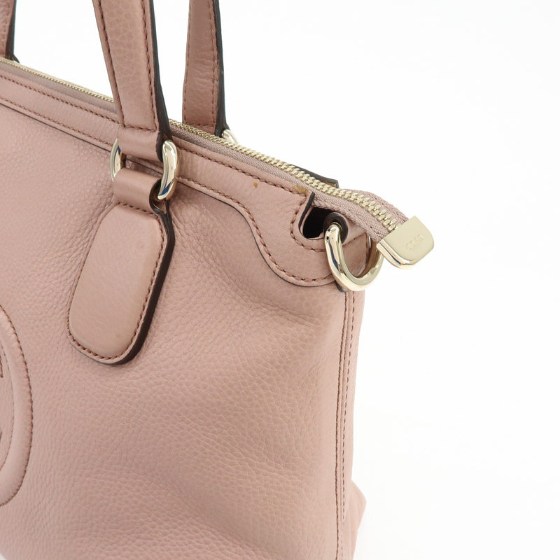 Gucci Soho Convertible Soft Top Handle Leather Pink Bag