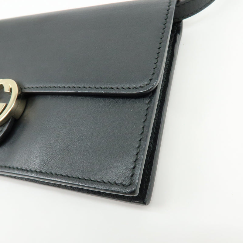 Gucci Interlocking Wallet On Chain Leather Black Bag