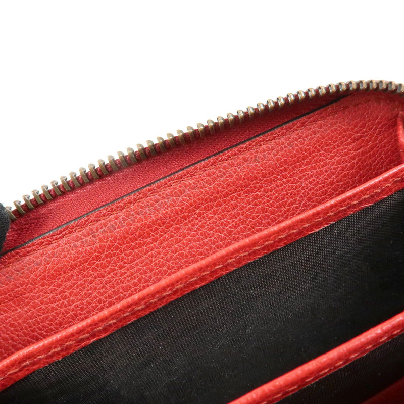 Gucci Logo Zip Card Case Printed Leather Red Accessory