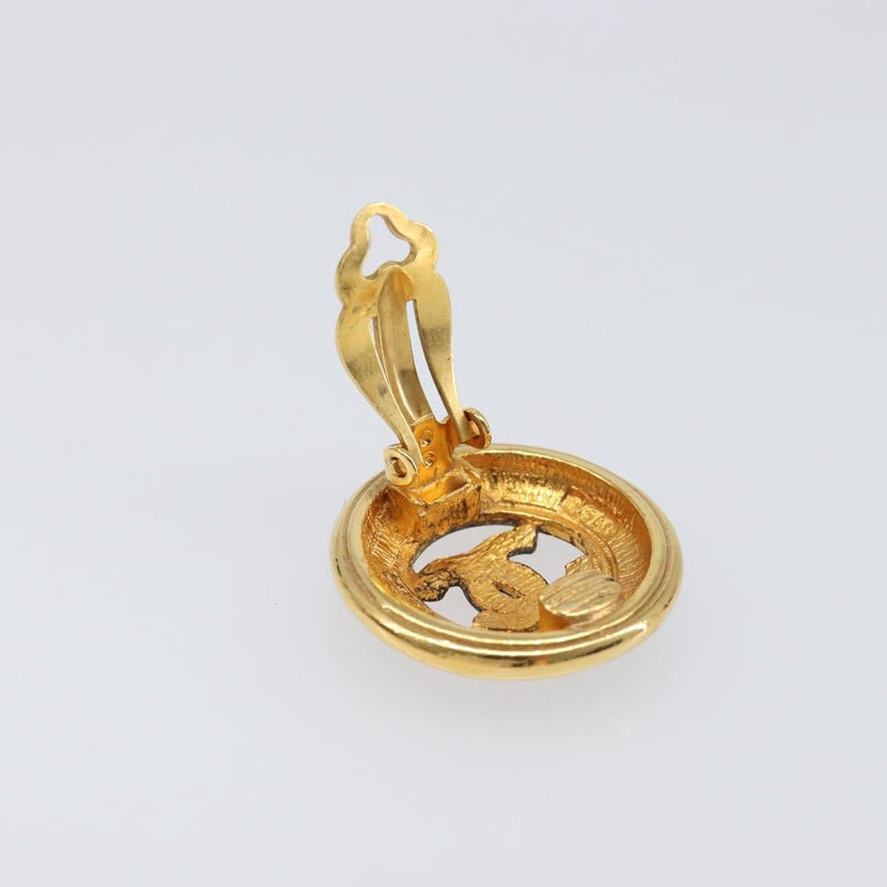 Chanel Vintage Cc Round Clip-On Metal Gold Bijoux