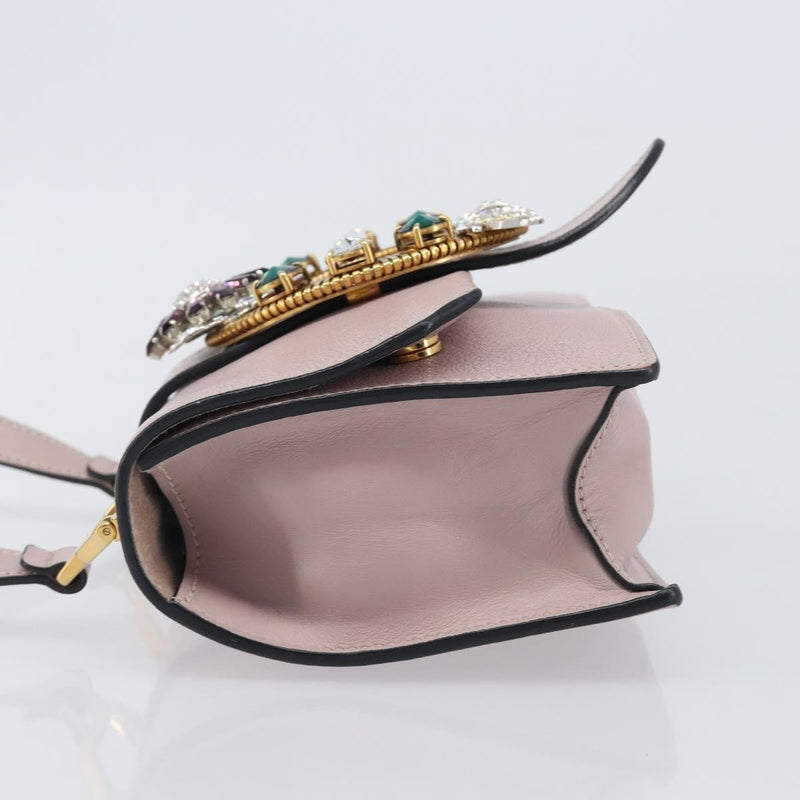 Miu Miu Madras Crystal Flap Leather Pink Bag