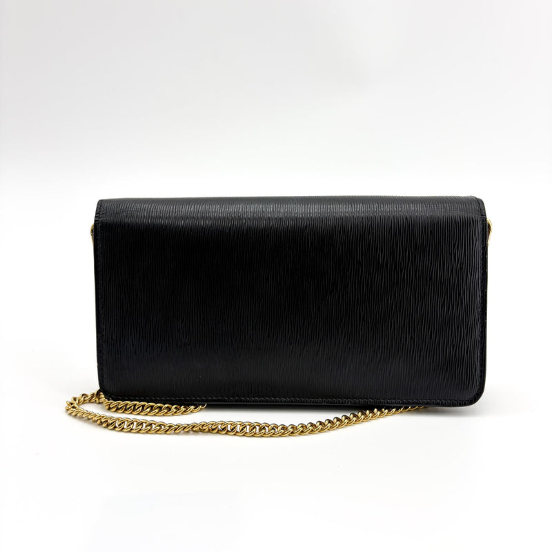 Prada Wallet On Chain Saffiano Leather Black Bag