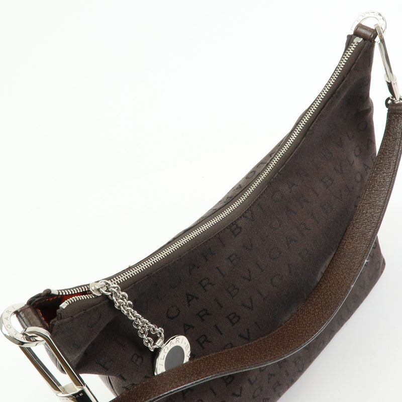 Bvlgari Logomania Suede Brown Canvas Bag