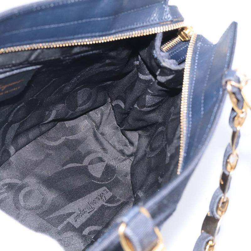 Salvatore Ferragamo Vala Canvas Navy Bag