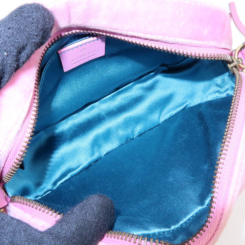 Gucci Gg Marmont Crystal Embellished Matelasse Velvet Pink Bag