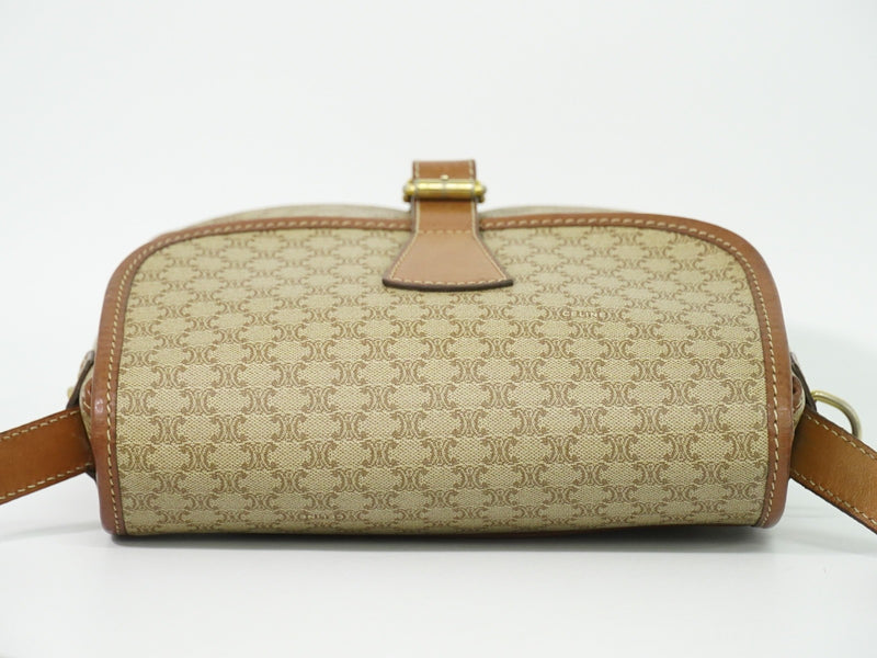 Celine Vintage Macadam Canvas And Leather Beige Bag