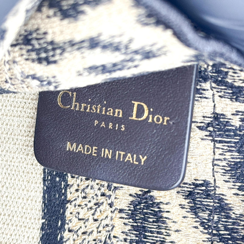 Christian Dior Book Mizza Embroidered Canvas Black Bag