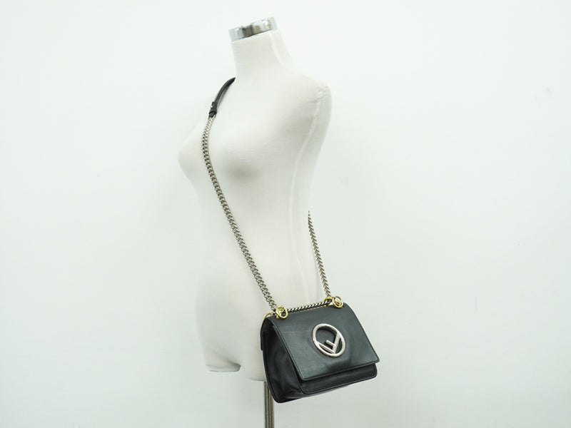 Fendi Kan I F Leather Black Bag
