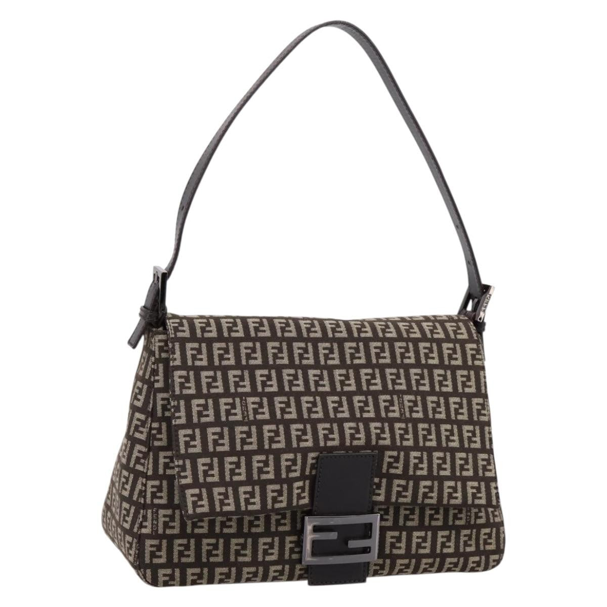 Fendi Mamma Baguette Zucchino Canvas Brown Bag