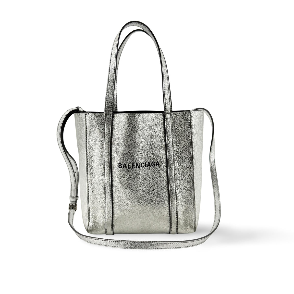 Balenciaga Everyday Patent Silver Leather Bag