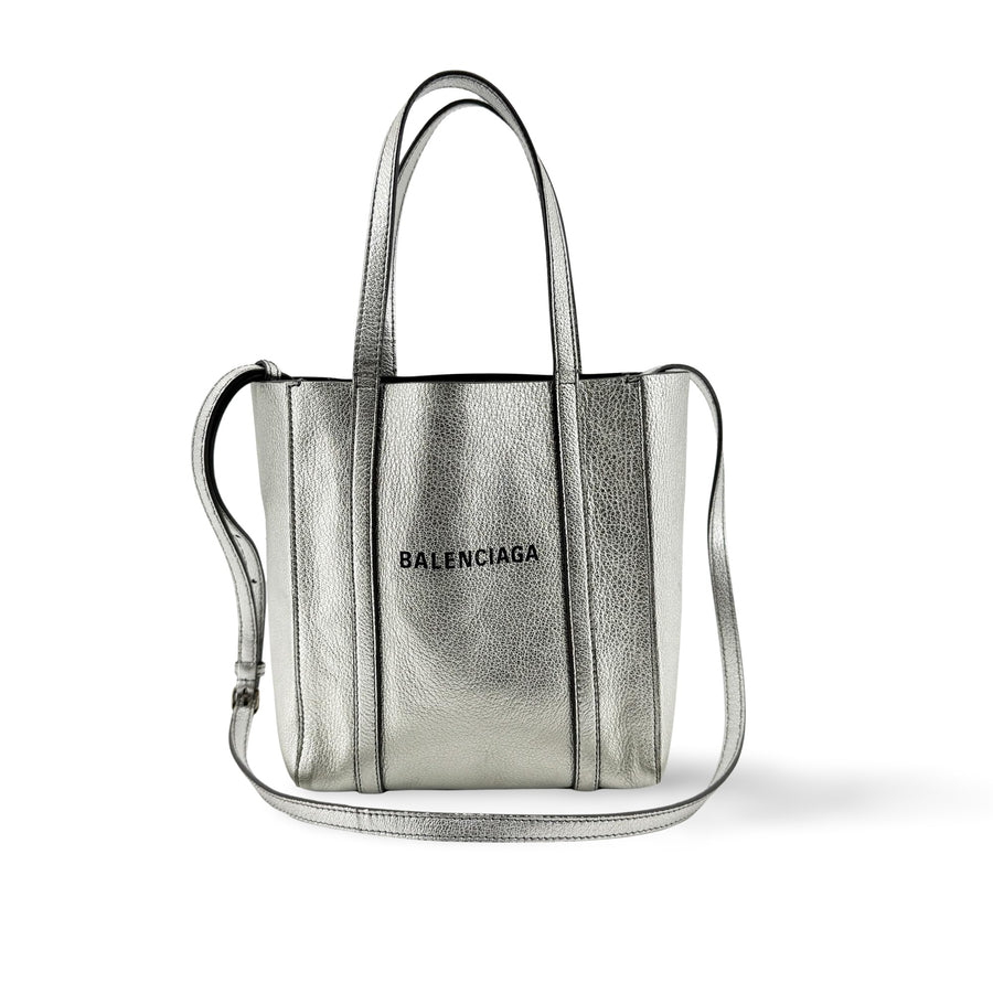 Balenciaga Everyday Patent Silver Leather Bag