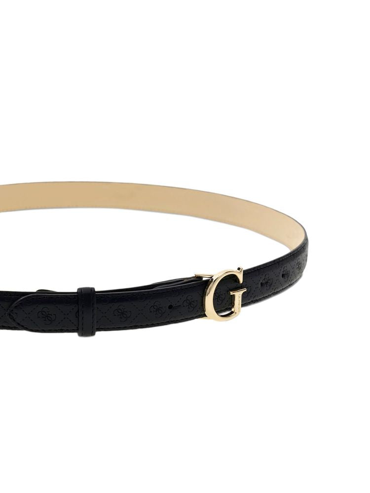 Guess Monogram Buckle Belt — Black Polyester