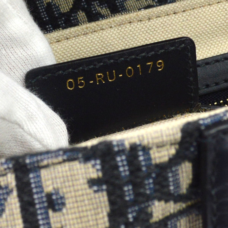 Christian Dior Saddle Handbag With Strap Oblique Canvas Navy Bag