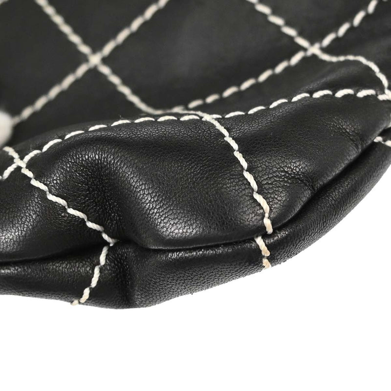 Chanel Surpique Chain Quilted Leather Black Calfskin Bag