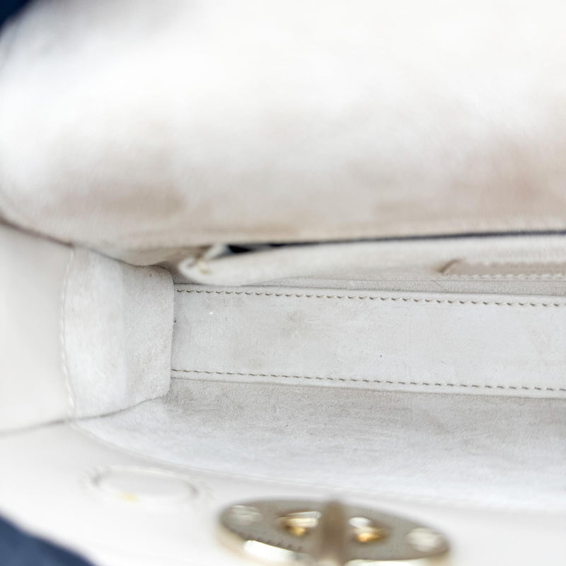 Christian Dior Lady D-Joy Cannage Quilt Lambskin Beige Leather Bag