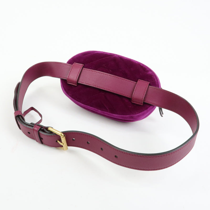 Gucci Gg Marmont Belt Matelasse Velvet Purple Bag