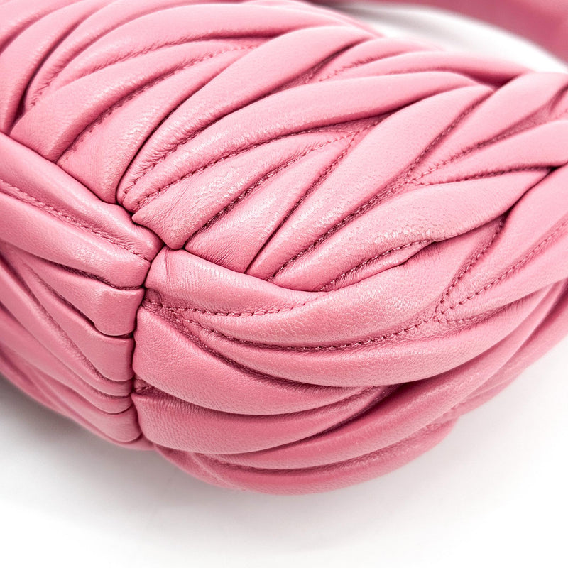Miu Miu Wander Hobo Matelasse Satin Pink Leather
