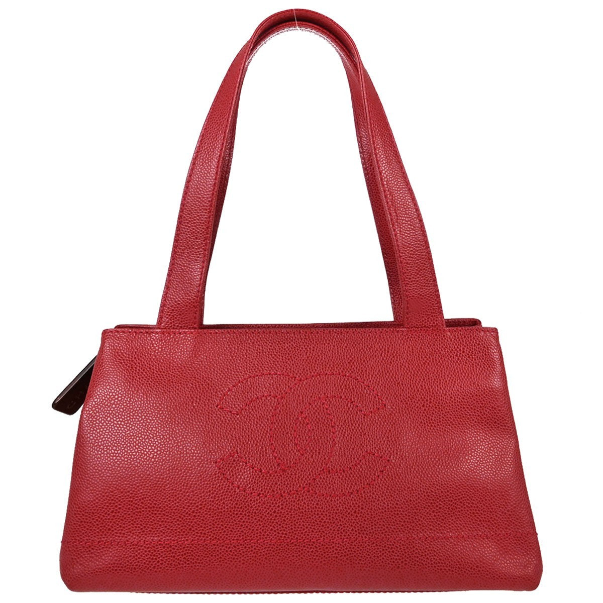 Chanel Vintage Logo Caviar Red Leather Bag