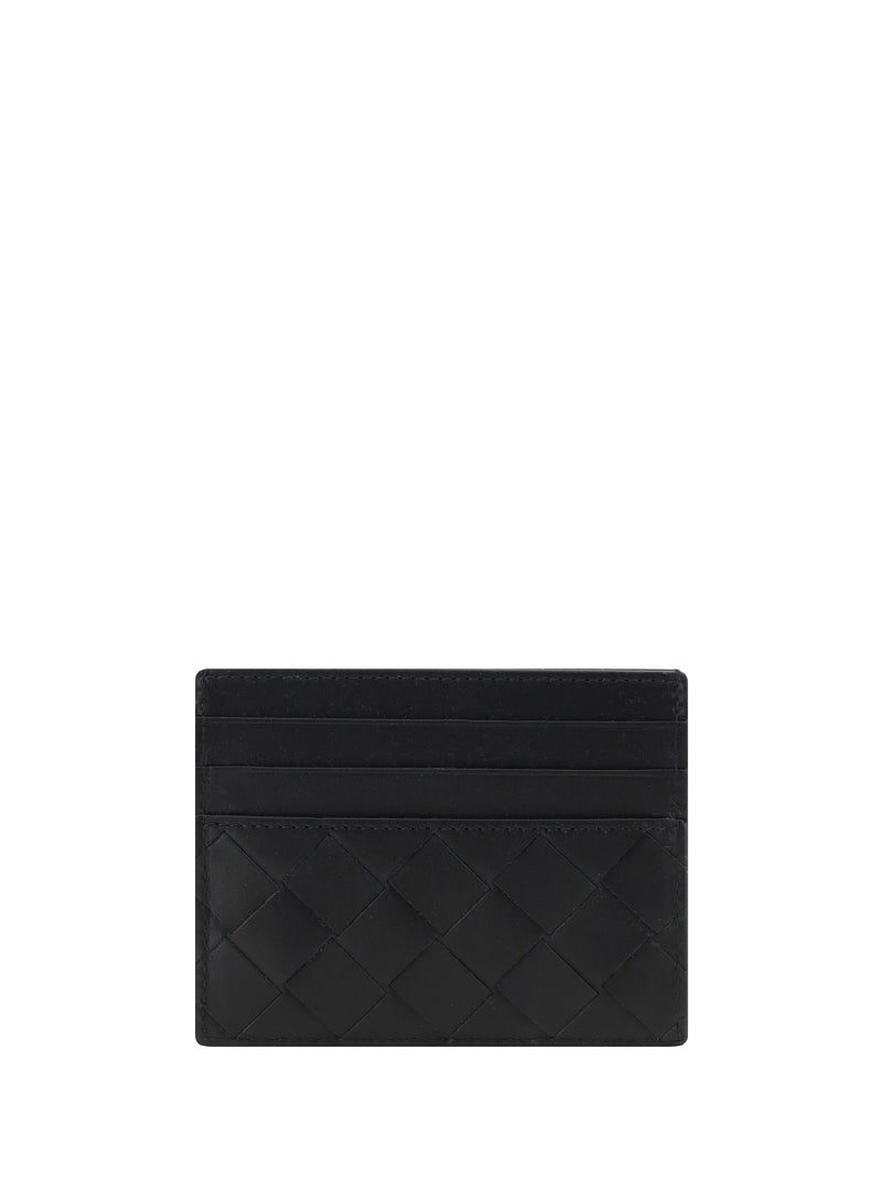 Bottega Veneta Intrecciato Woven Calf Leather Card Case — Black Bos Taurus Cases