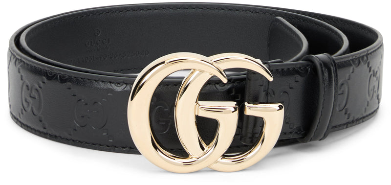 Gucci Logo Buckle Belt — Black Calfskin
