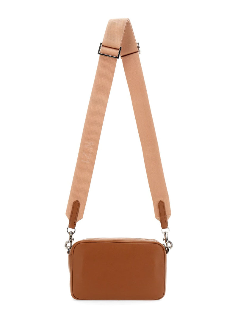 Nº21 Logo Plaque Leather Shoulder Bag — Beige