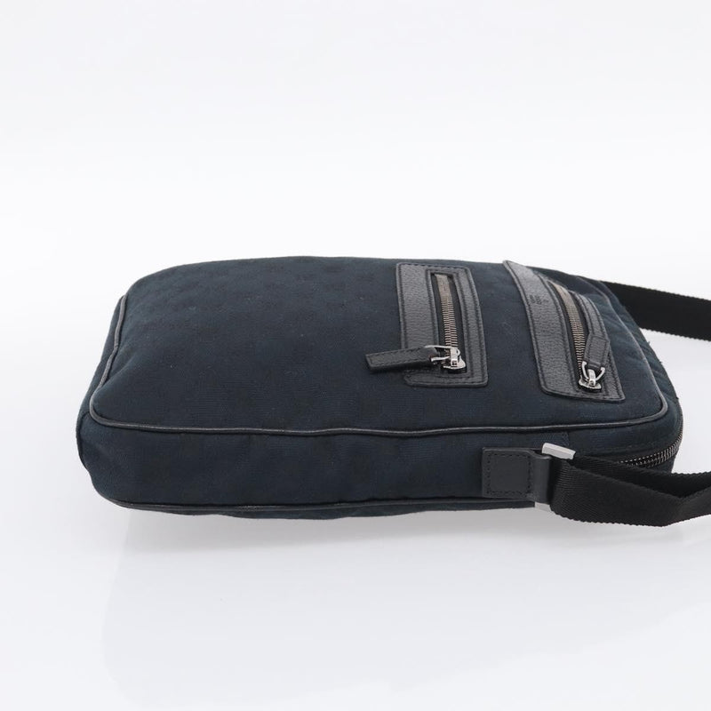Gucci Front Zip Messenger Canvas And Leather Black