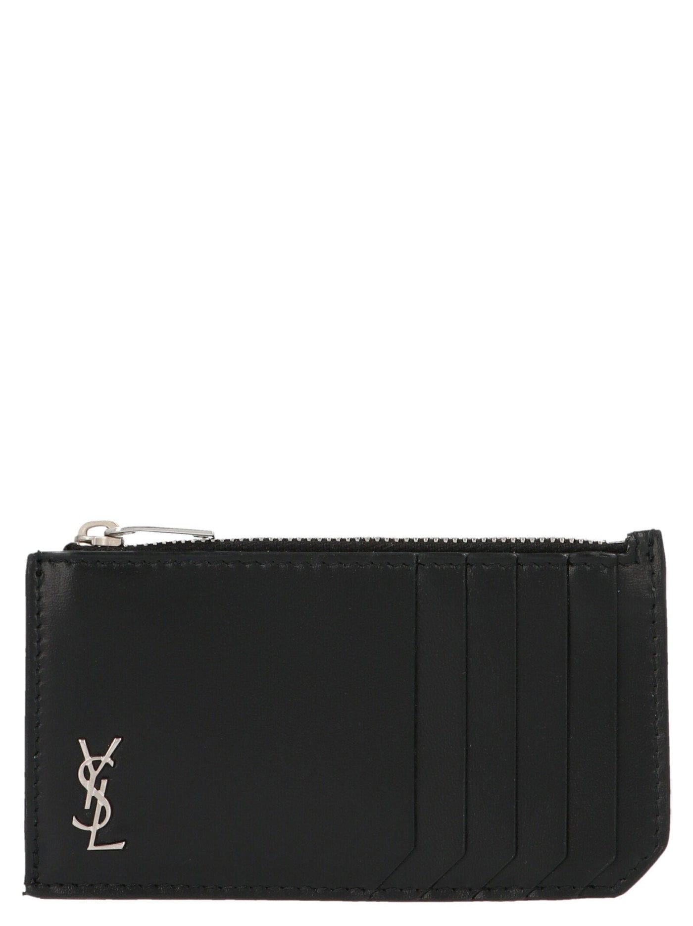 Saint Laurent Monogram Leather Card Case — Black Cases
