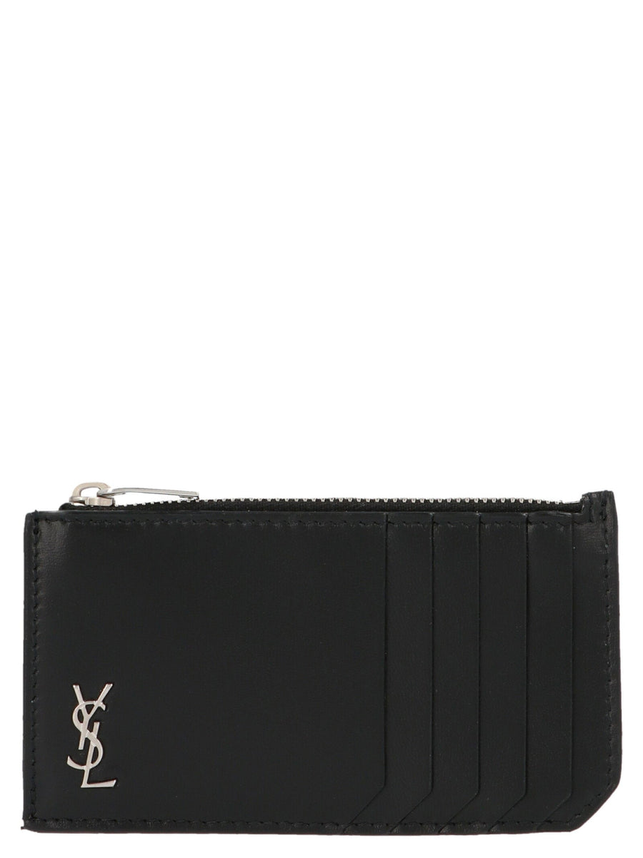 Saint Laurent Monogram Leather Card Case — Black Cases