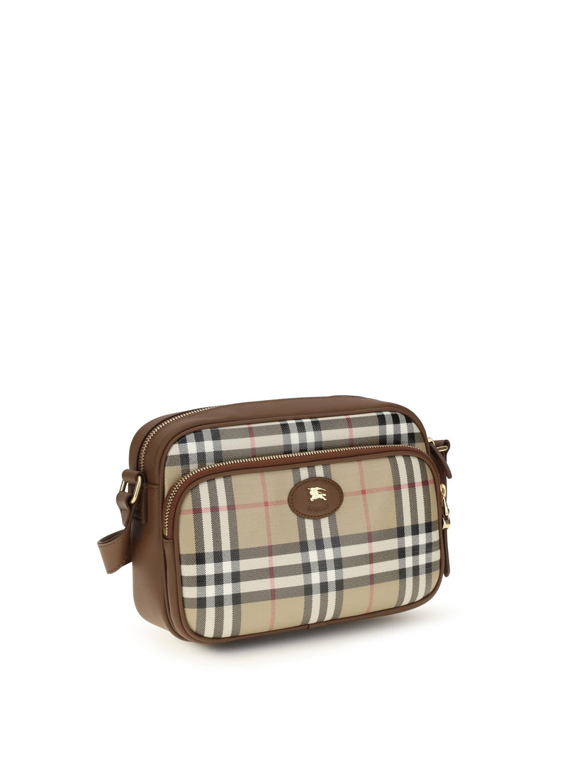 Burberry Check Cotton Canvas Shoulder Bag — Beige