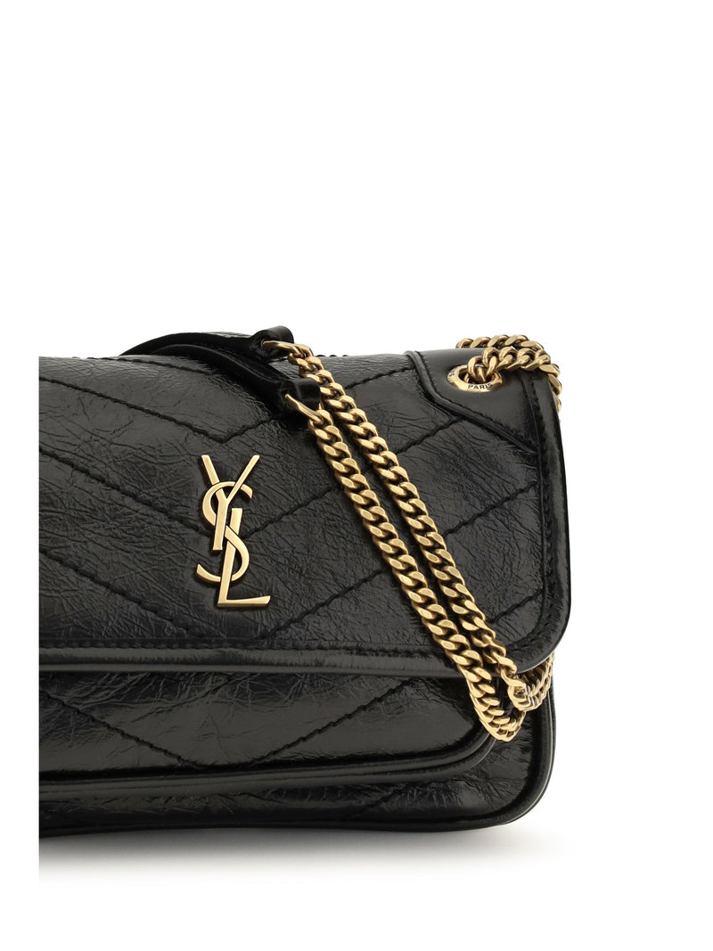 Saint Laurent Niki Shoulder Bag — Black Calf Leather Bos Taurus