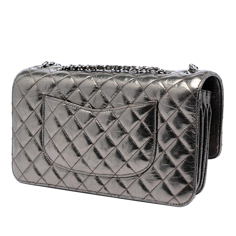 Medium Metallic Crackled Calfskin Clams Pocket Flap - Image 2